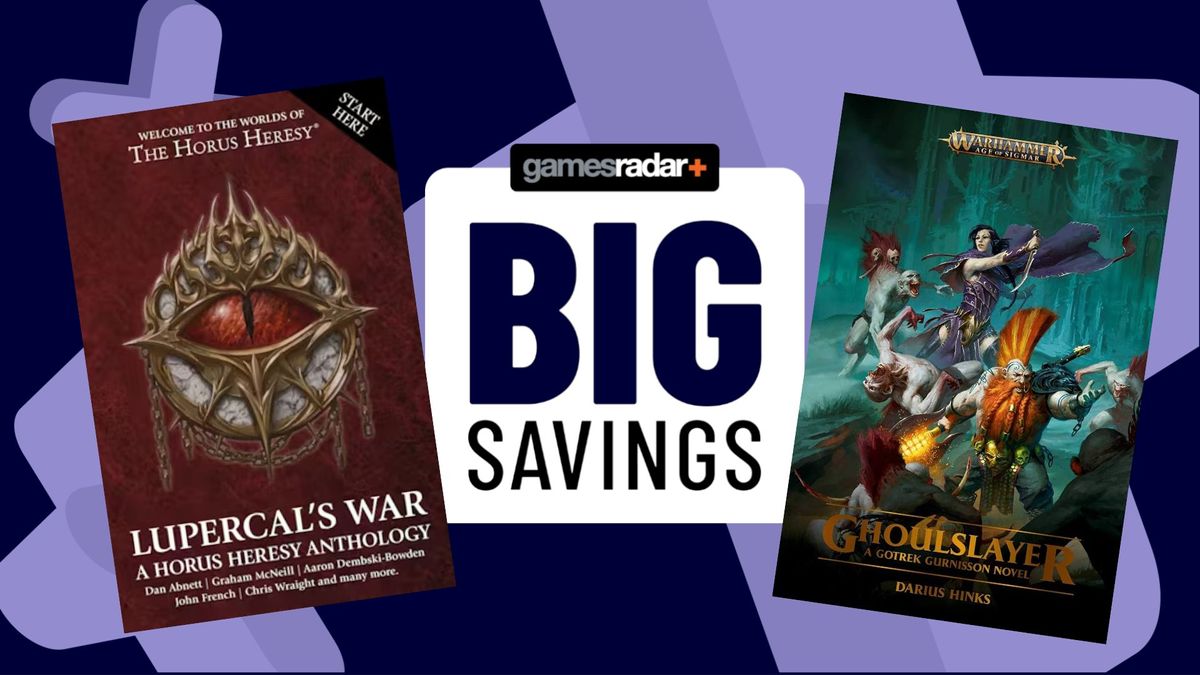 Lupercal&#039;s War and Ghoulslayer covers on a purple background with a big savings badge