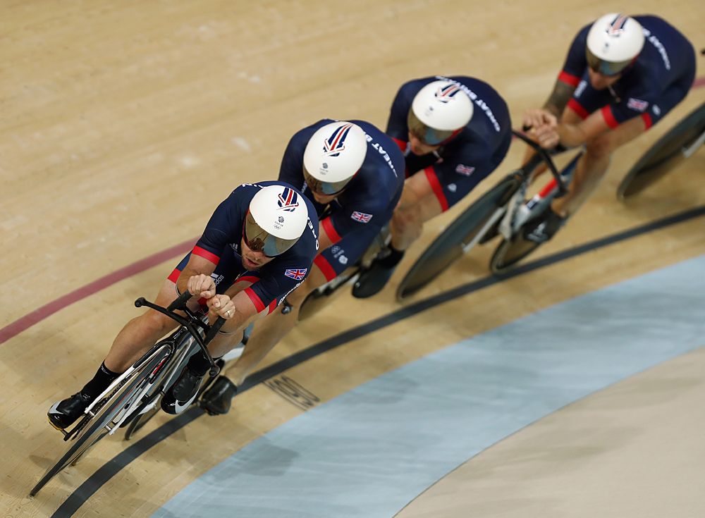 Great Britain's team pursuit team training