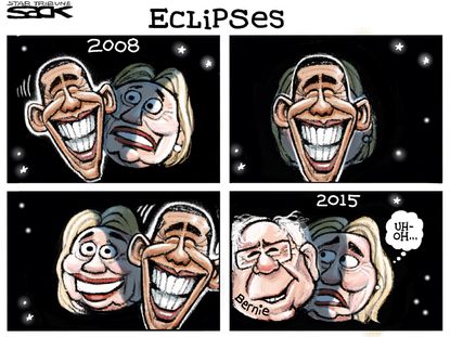 Political cartoon U.S. Hillary Clinton Bernie Sanders 2016