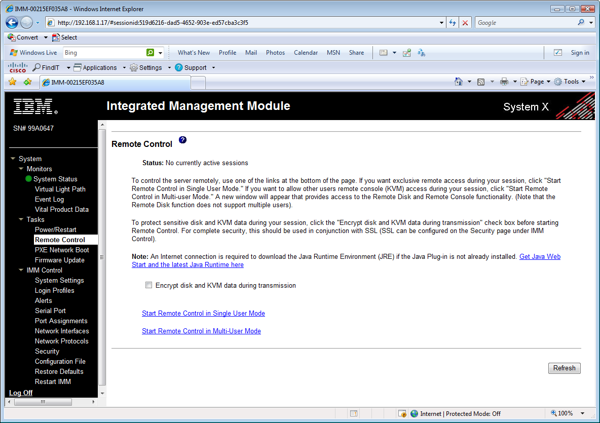 If you want KVM-over-IP remote control and virtual media services you need to buy an IMM upgrade key.