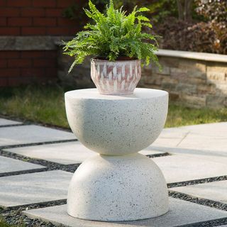 Glitzhome Terrazzo Garden Stool or Plant Standr Accent Table