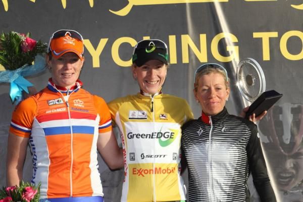 The final overall podium - Kirsten Wild (Netherlands), Judith Arndt (GreenEdge-AIS) and Trixi Worrack (Specialized - lululemon)