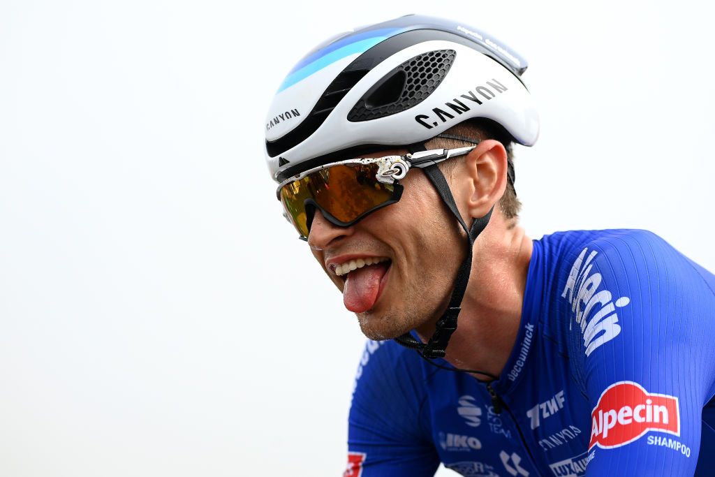 COLLU FANCUAYA SPAIN AUGUST 27 Jay Vine of Australia and Team AlpecinDeceuninck celebrates at finish line as stage winner during the 77th Tour of Spain 2022 Stage 8 a 1534km stage from Pola de Laviana to Collu Fancuaya 1084m LaVuelta22 WorldTour on August 27 2022 in Collu Fancuaya Spain Photo by Tim de WaeleGetty Images