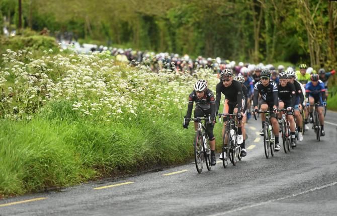 The peloton makes it way through Castlepollard, Co. Westmeath