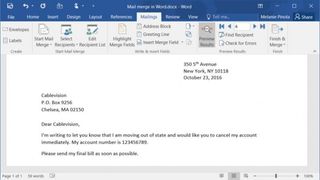 word preview mail merge