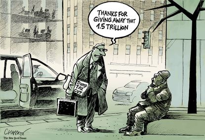 Political cartoon U.S. Trump tax cuts wealthy middle class
