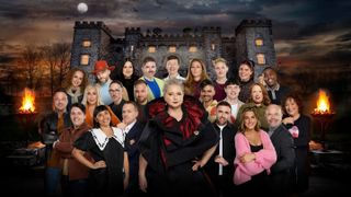 Traitors Ireland host Siobh&aacute;n McSweeney standing in front of the cast of season 2 and Slane Castle.