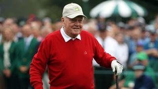 Jack Nicklaus performs honorary starter duties at the 2023 Masters