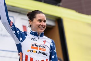 US champion Megan Guarnier on the Emakumeen Bira stage 4 podium