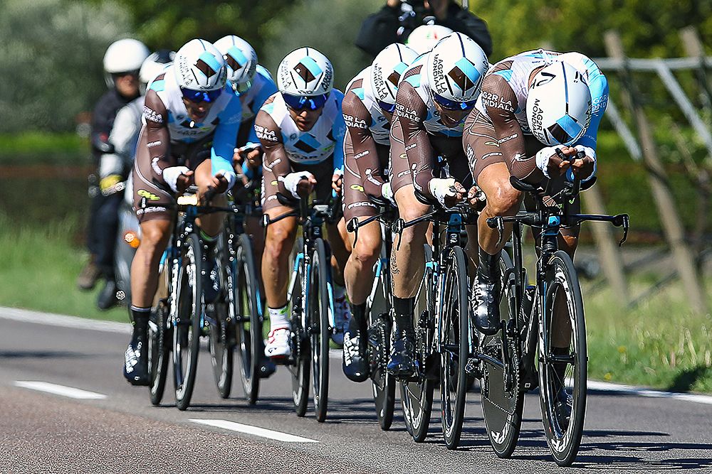 AG2R on their way to third place in the Giro del Trentino team time trial.
