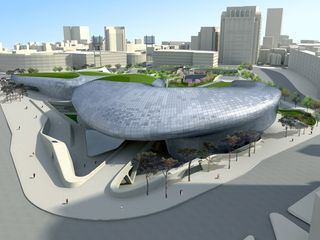 ﻿﻿Dongdaemoon Design Plaza and Park perspective view.
