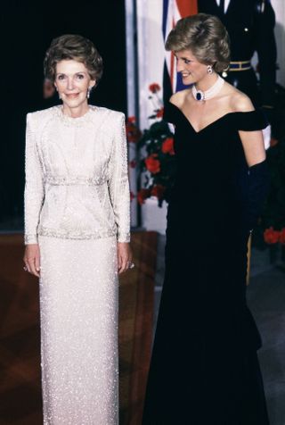 Princess Diana and Nancy Reagan at the White House, November 1985