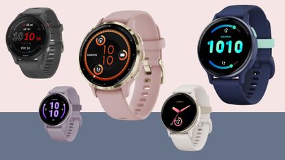 A collection of Garmin sale watches, including the Vivoactive 5, Venu 3 and Forerunner 255