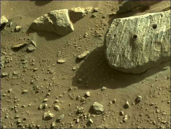 NASA&#039;s Perseverance rover has collected two drilled-out samples from this Red Planet rock, which the mission team dubbed &quot;Rochette.&quot;