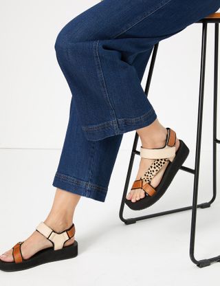 Leather Strappy Two Band Sandals, £36 (was £45), M&S