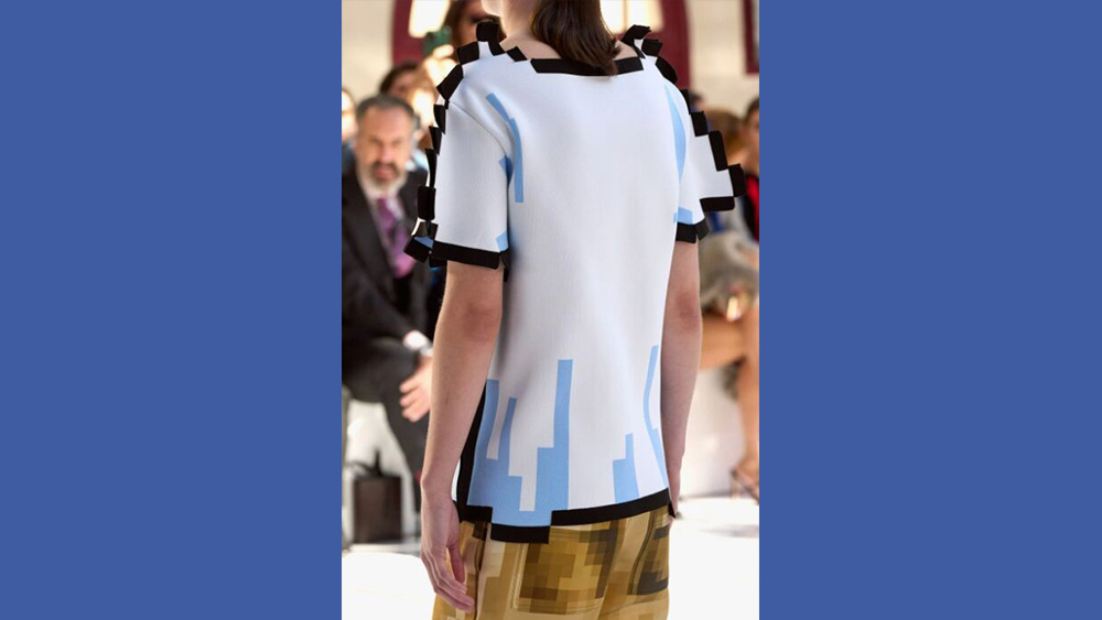 A close-up of Loewe's pixel fashion collection