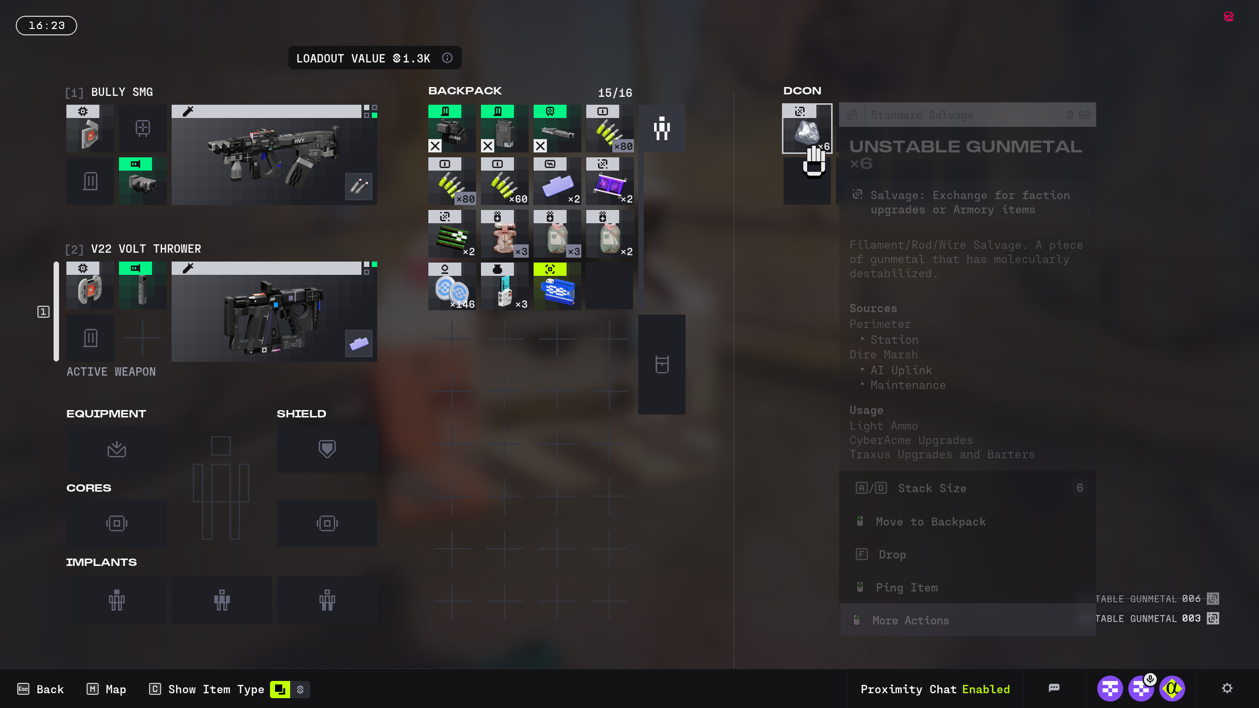 Marathon Equitable Distribution: A player placing Unstable Gunmetal into the inventory of a DCON terminal.