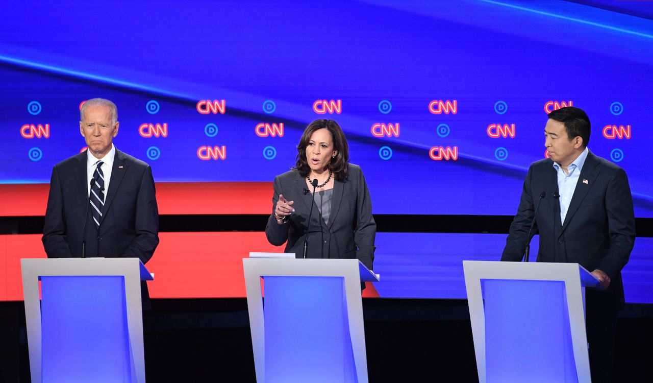 Joe Biden, Kamala Harris, Andrew Yang.