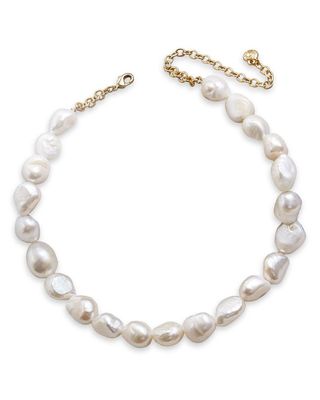 Lacey Dyed Natural Pearl Statement Necklace