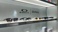 A photo of the Oakley Meta HSTN glasses on display in all five styles.