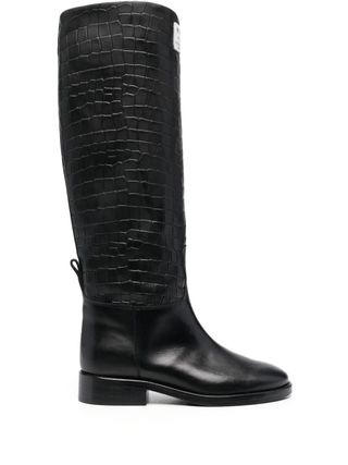 farfetch, Crocodile-Embossed Knee Boots