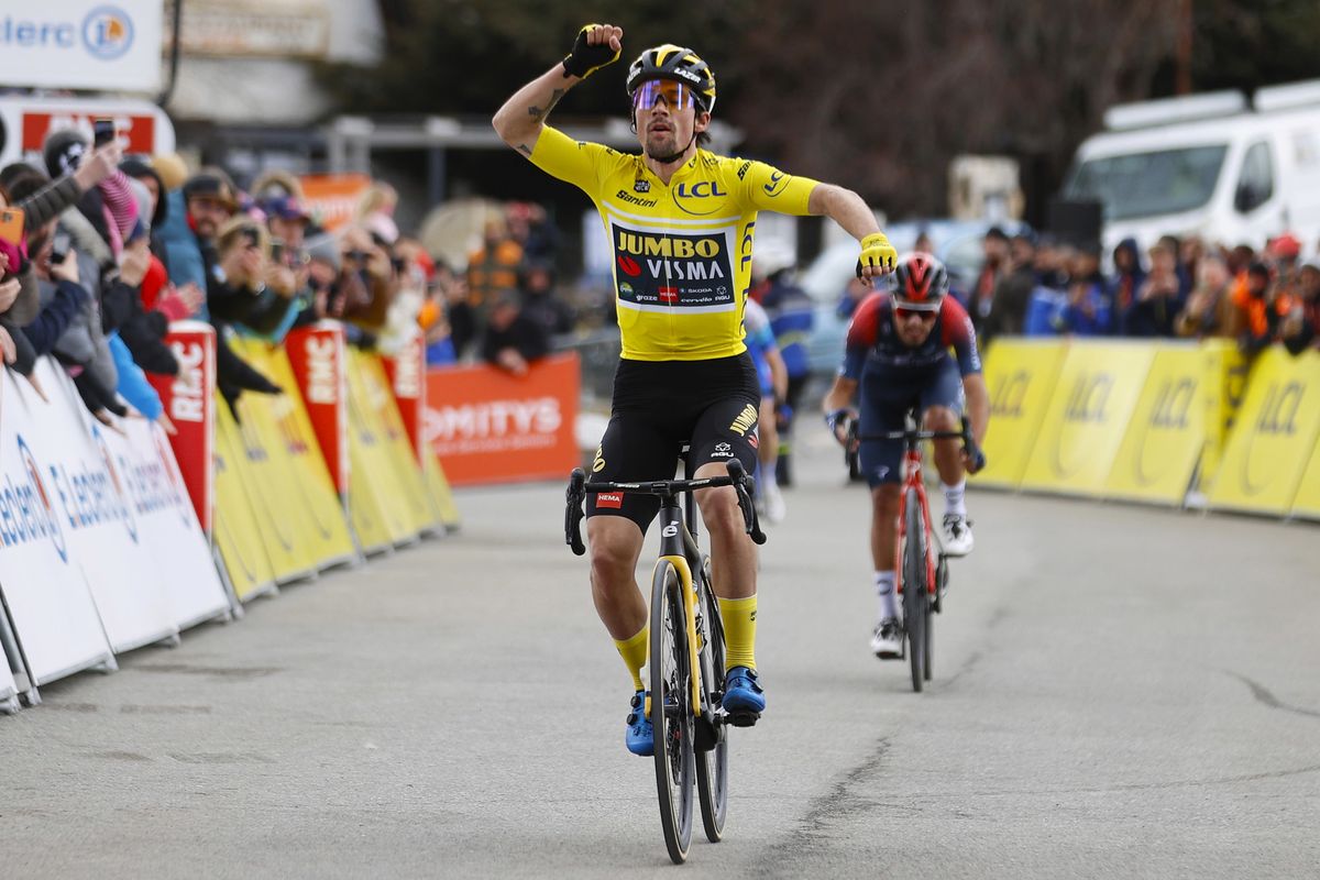 Paris Nice 2022 - 80th Edition - 7th stage Nice - Col de Turini 155,2 km - 12/03/2022 - Primoz Roglic (SLO - Team Jumbo - Visma) - Daniel Martinez (COL - INEOS Grenadiers) - photo Luis Angel Gomez/SprintCyclingAgency&Acirc;&copy;2022