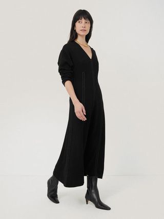 Batwing Stitched Dress | Black