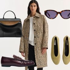 A model wearing a leopard print ponyskin coat from Rohe