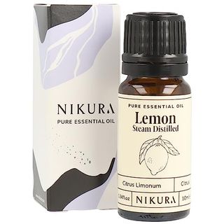 Nikura Lemon (steam Distilled) Essential Oil - 10ml | 100% Pure Natural Oils | Perfect for Cleaning, Aromatherapy, Diffusers, Humidifier | Great for Mindfullness, Skin | Vegan & Uk Made