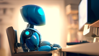 A blue robot summarizing a webpage using AI 