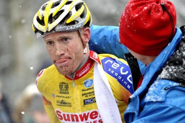 Klaas Vantornout (Sunweb-Revor) gets warm after the icy Kalmthout race