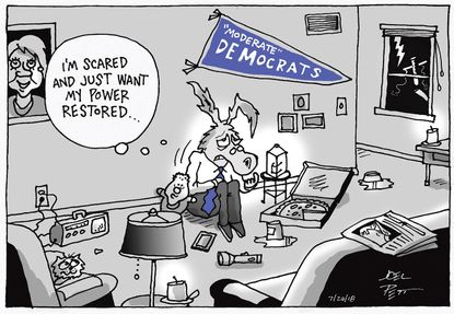 Political cartoon U.S. Moderate democrats leftists