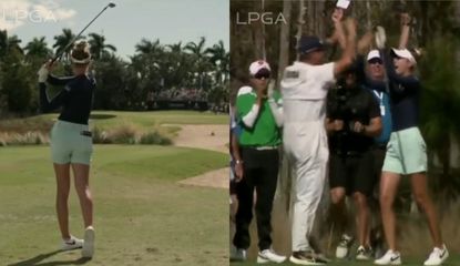 Nelly Korda makes a hole-in-one and high fives her caddie