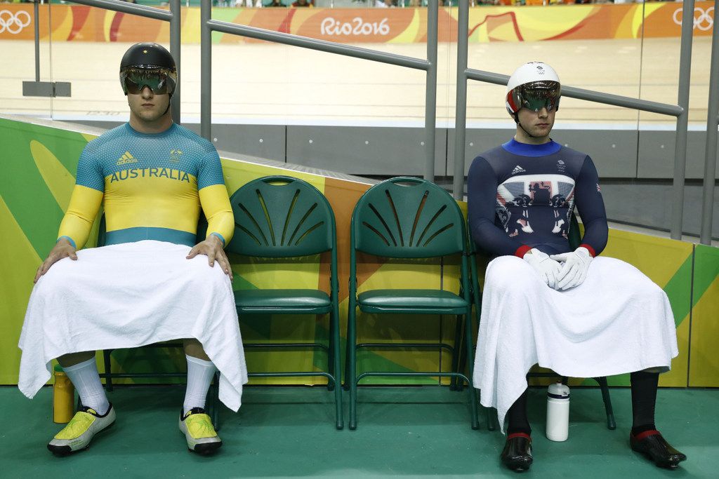 Jason Kenny and Patrick Constable (Australia) await their 1/8 heat