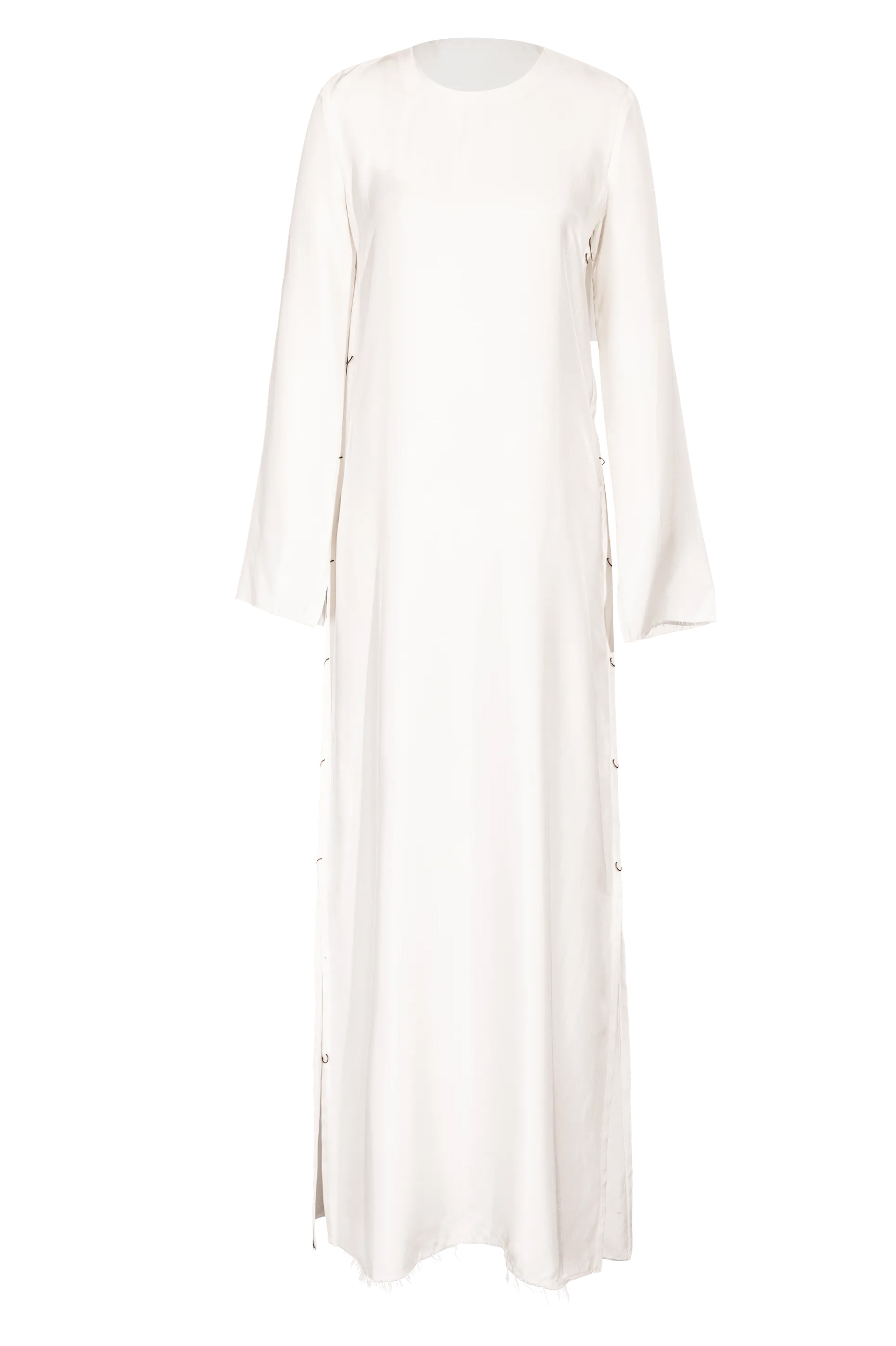 S/s 2016 White Silk Gown With Bronze Loop Side Details