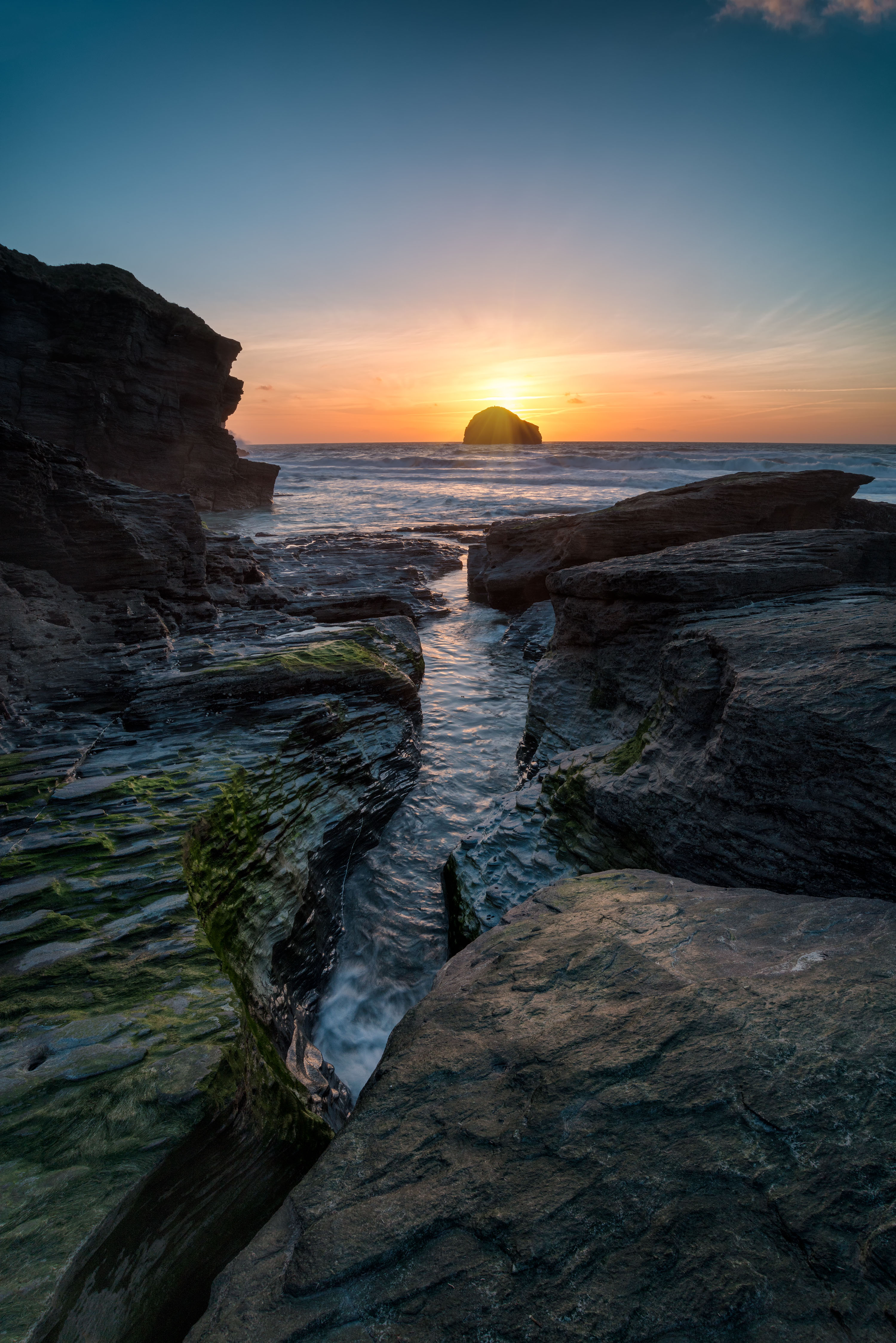 Rocky beach at Trebarwith Strand near Tintagel, where King Arthur and his knights once roamed, as legend has it.