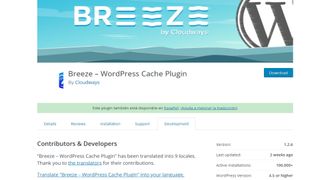 Cloudways' download page for its Breeze WordPress plugin