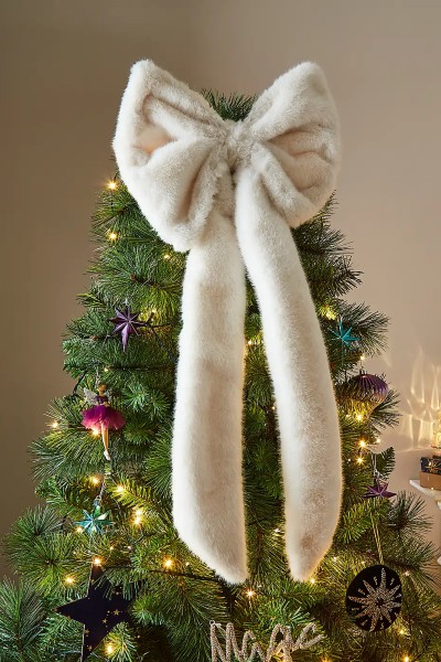 Dunelm Large Ivory Faux Fur Bow with Clip