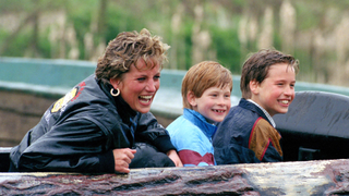 Diana Princess Of Wales, Prince William & Prince Harry Visit The 'Thorpe Park' Amusement Park in 1993