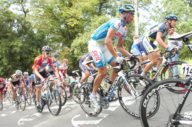 Roger Kluge (Skil-Shiman) toughs out the Mur de Huy at the 2011 Eneco Tour