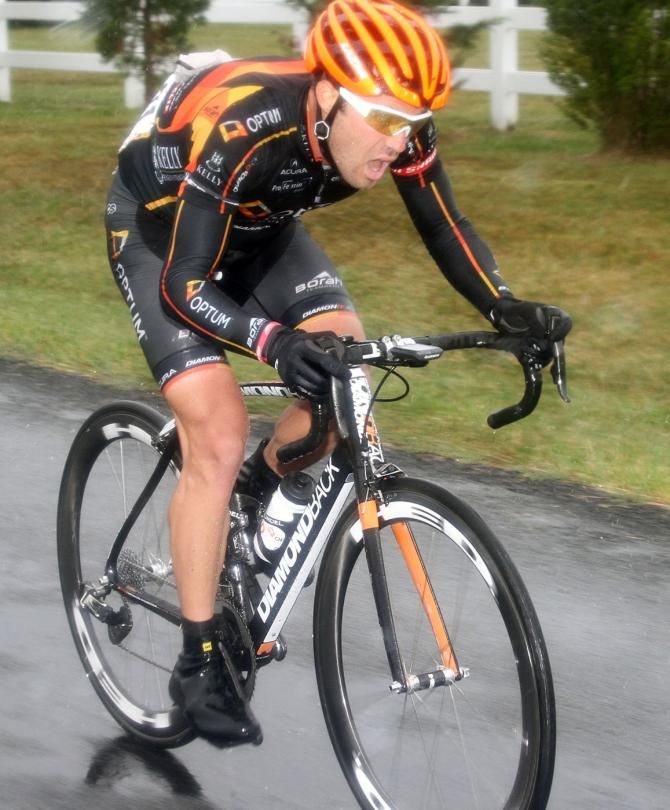 Jesse Anthony (Optum Pro Cycling p/b Kelly Benefit Strategies)makes a move with about 7kms to go.