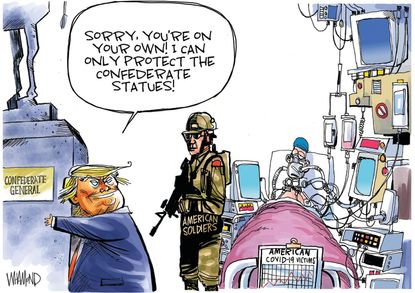 Political Cartoon U.S. Trump Afghanistan Russia bounty coronavirus confederate statues