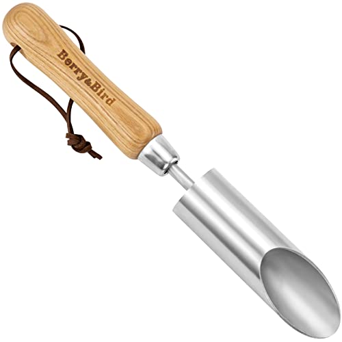 Berry&amp;amp;bird Bulb Planter Tool, 12&quot; Garden Bulb Transplanter Tool, Stainless Steel Manual Hole Digger With Wooden Handle, Transplanting Agricultural Dibble Tool for Seed Planting &amp;amp; Flower Planter