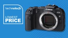 Canon EOS RP body only on a blue deals background