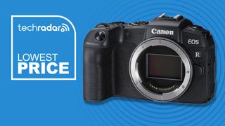 Canon EOS RP body only on a blue deals background