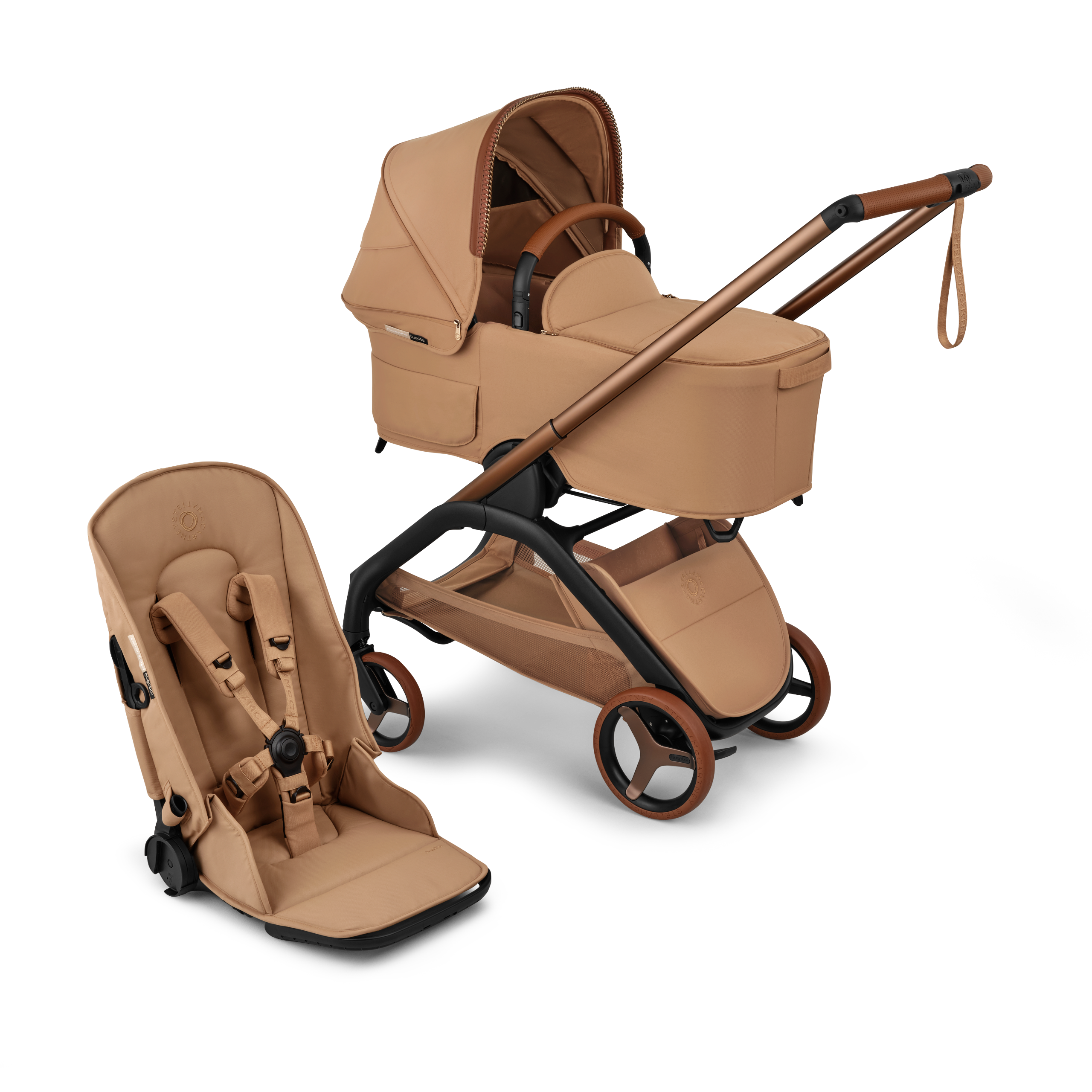 Bugaboo X Stella Mccartney Dragonfly Plus 2-In-1 Stroller Tobacco Brown Base, Tobacco Brown Fabrics, Tobacco Brown Sun Canopy