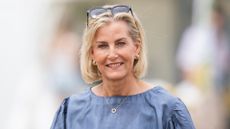 Sophie, Duchess of Edinburgh, Honorary President, Linking Environment And Farming (LEAF), wears a blue dress whilst attending the Groundswell Regenerative Agriculture Festival at Lannock Farm on July 1, 2026 in Hitchin, England.