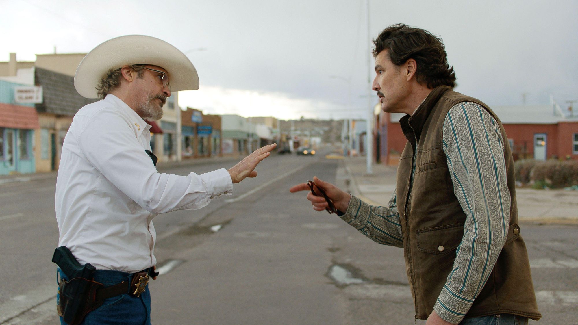 Joaquin Phoenix and Pedro Pascal in Eddington