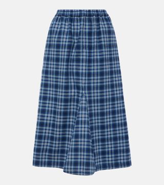 Checked Mid-Rise Cotton Maxi Skirt