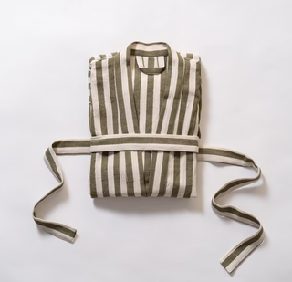 A white and green striped robe